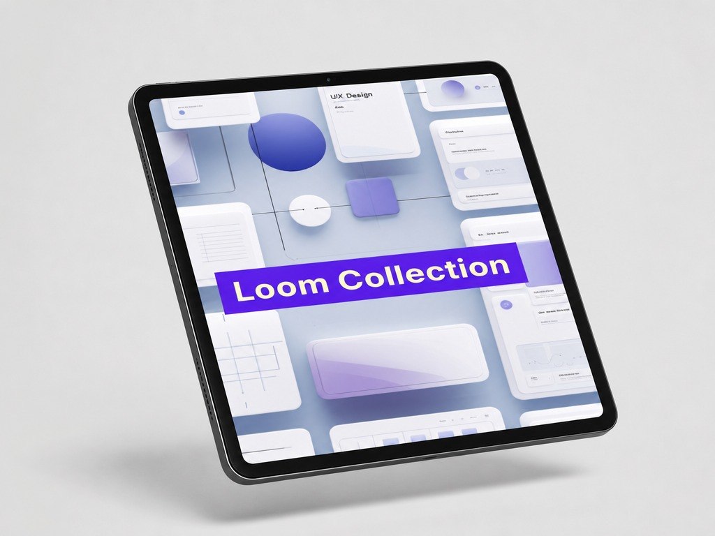 Tablet displaying a design software interface with 'Loom Collection' on a light gray background