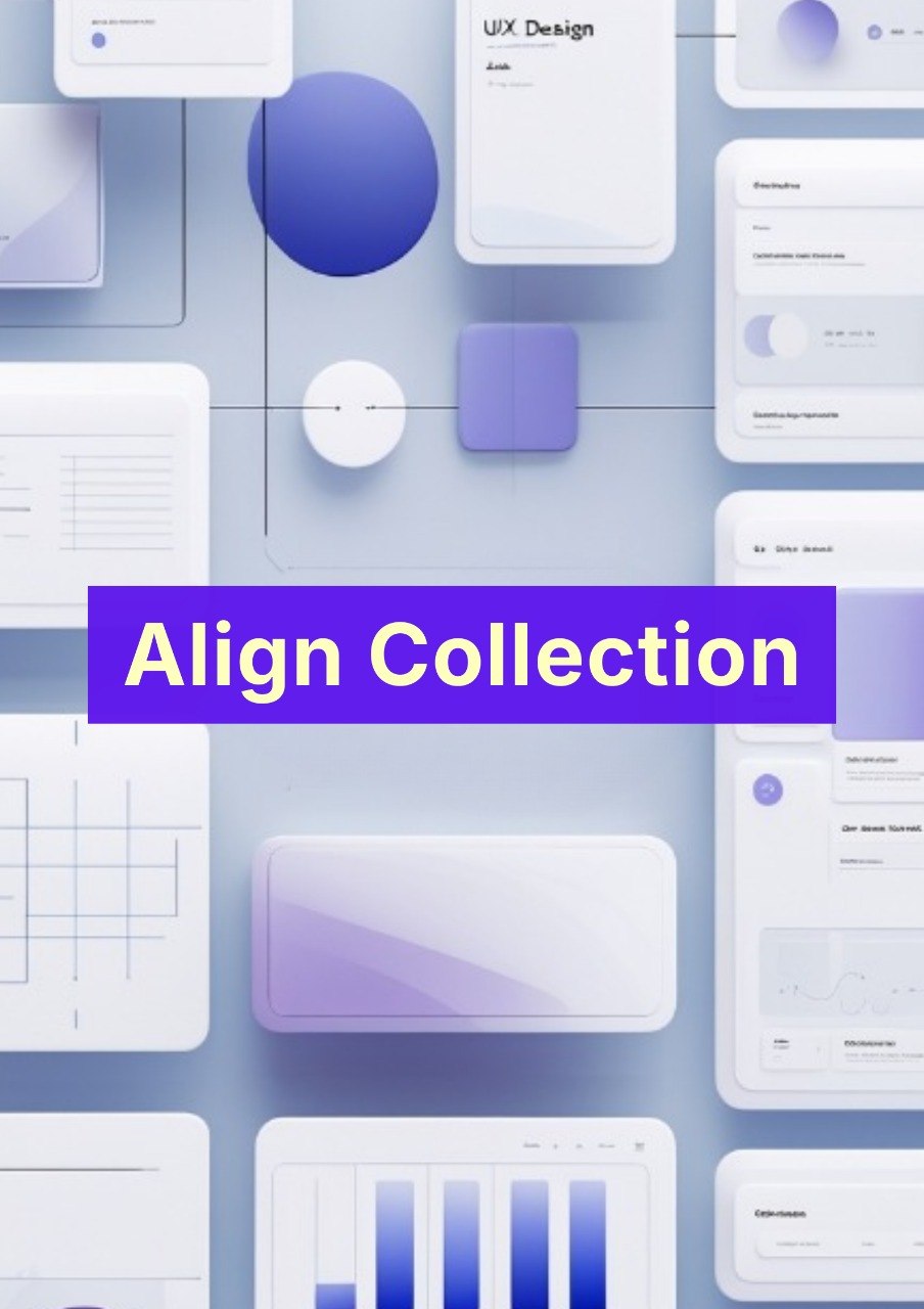 Collage of UI elements with 'Align Collection' text on a blue gradient background