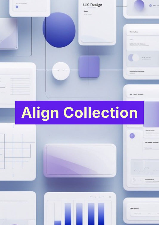 Collage of UI elements with 'Align Collection' text on a blue gradient background