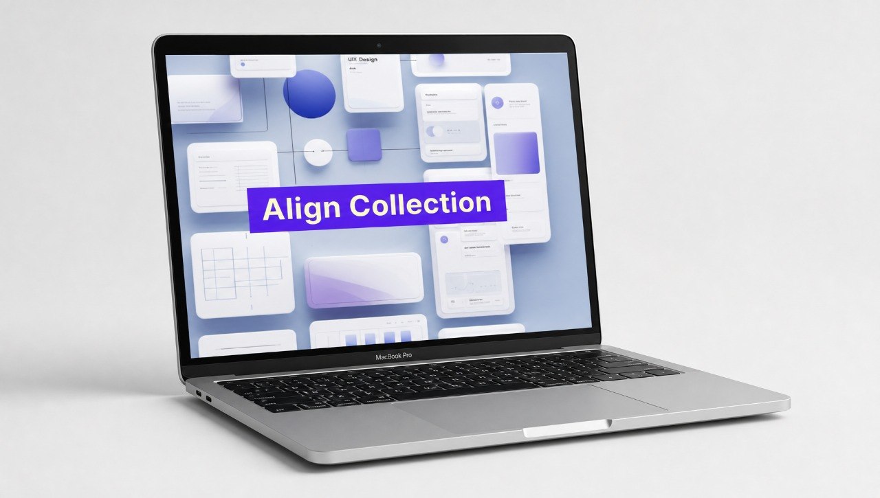 Laptop displaying a screen with 'Align Collection' on a light gray background