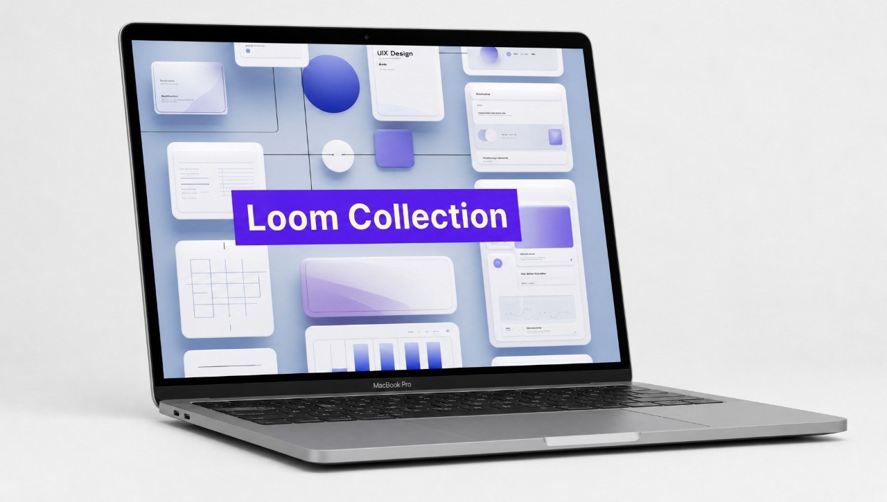 Laptop displaying a screen with 'Loom Collection' on a light gray background