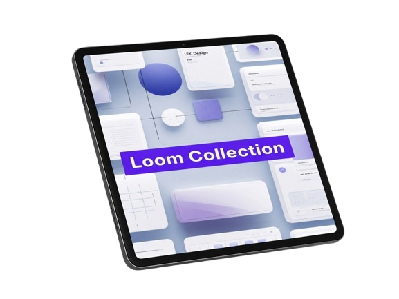 Tablet displaying a design software interface with 'Loom Collection' on a white background