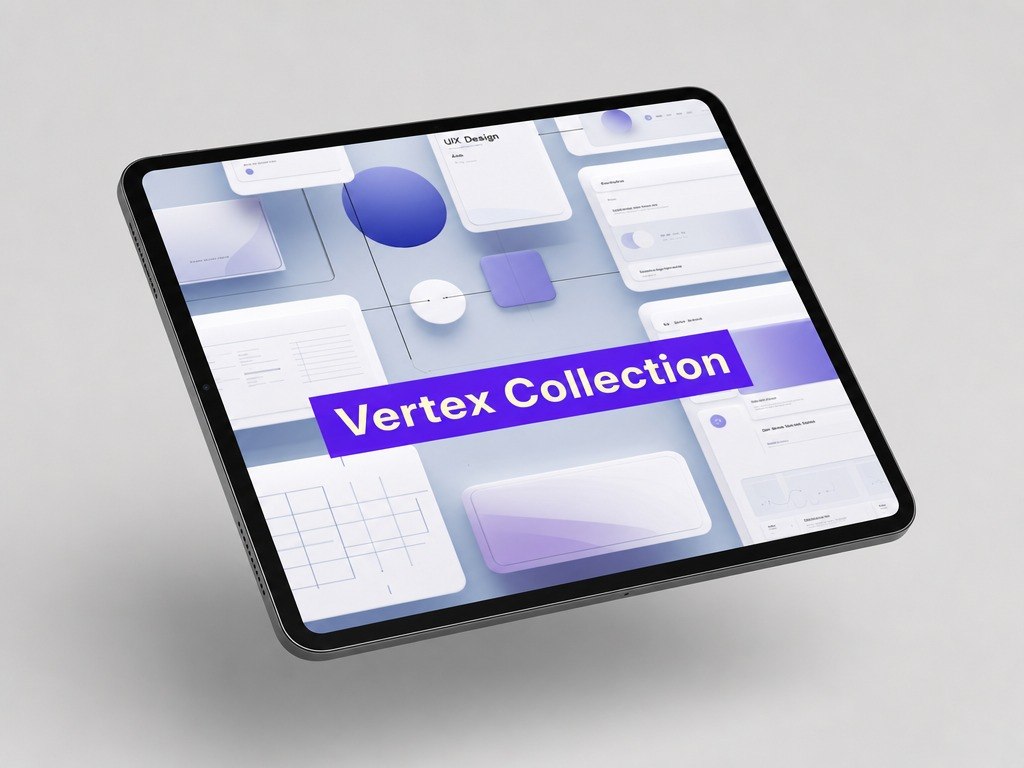 Tablet displaying a design software interface with 'Vertex Collection' on a gray background